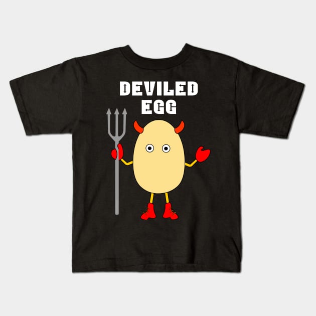 Deviled Egg White Text Kids T-Shirt by Barthol Graphics